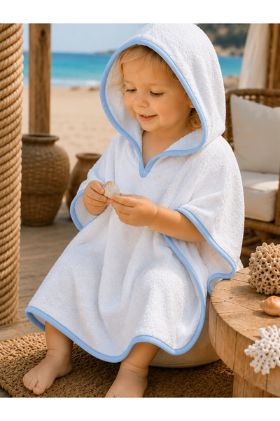 Tomuycuk %100 Pamuklu & Başlıklı Pareo Bebek Bornozu - Yumuşak & Su Emici Beb...