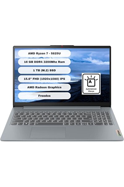 LENOVO Ideapad Slim 3 15ABR8 82XM018ETR AMD Ryzen 7 5825U 16GB 1TB SSD Freedo...