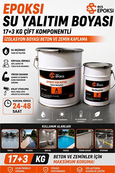 Ecs Epoksi Su Yalıtım Boyası 20 Kg Çift Komponentli İzolasyon Boyası Beton ve...