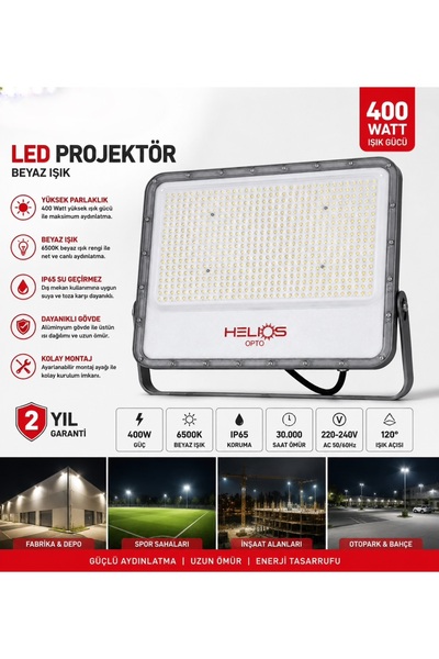 Helios HS3878 400 W Beyaz Işıklı Led Projektör 400 W Led Projektör