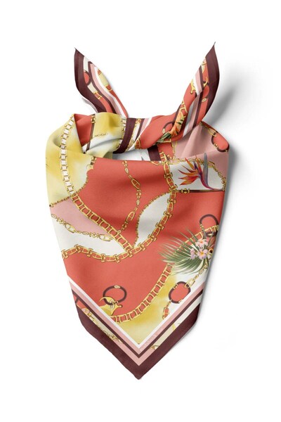 Modabutik Violla E119 FLOWERS ZİNCİR TASARIMLI BANDANA DG11990
