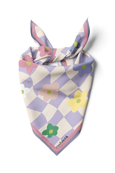 Modabutik E78 Violla Çiçek Desenli Bandana