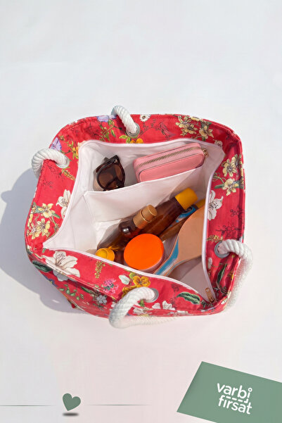 Varbifırsat Tote Plaj Çantası, Fermuarlı Büyük Boy Alışveriş ve Günlük Omuz Çantası 50x30 cm
