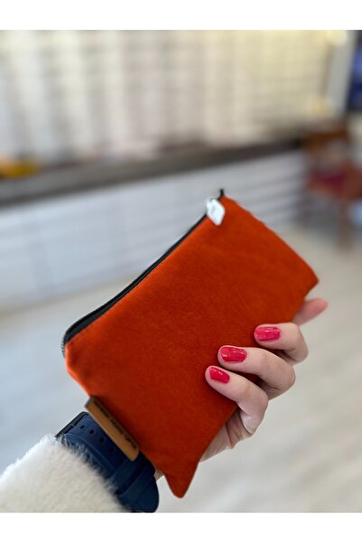 Orange Suede Custom Designer Zipper Glasses Case - Bag