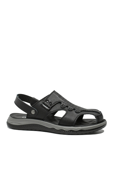 OTTER Sandale bărbătești Otter Black cu baretă retractabilă, piele