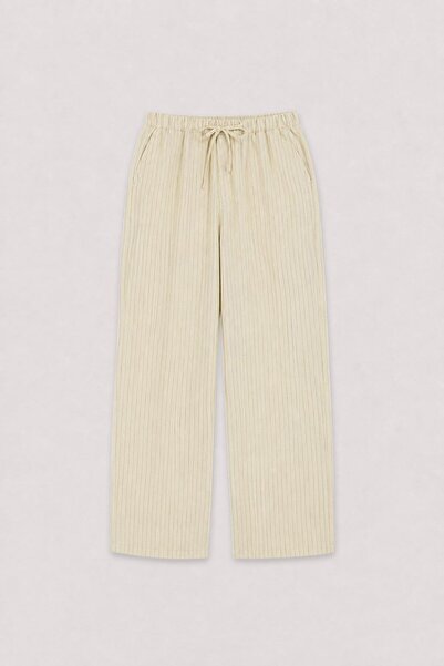 Antioch Beige Modal Blend Striped Men's Trousers