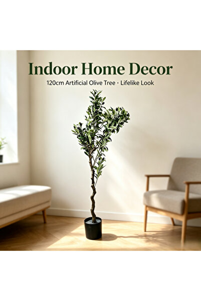 Yallabena 120cm Artificial Olive Tree in Pot, Nordic Style Faux Indoor Plant ...