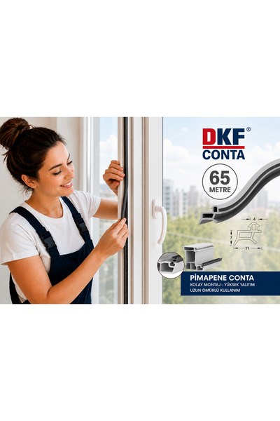 DKF CONTA PVC kapı ve pencere gri conta 65 metre pimapen fitili tamirat contası