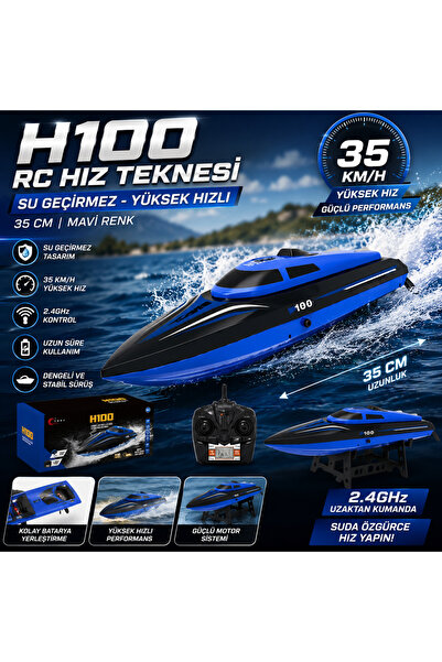 TRUST STORE H100 RC Hız teknesi su geçirmez yüksek hızlı 35 CM Mavi RENK