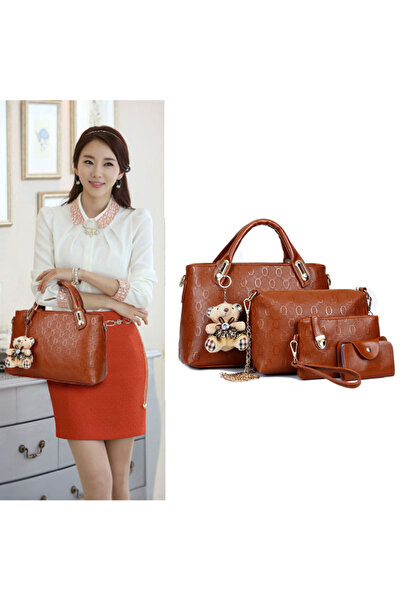 EHOME Women 4 Pcs Top Handle Satchel Hobo Handbag Set Large Tote +Purse +Shou...