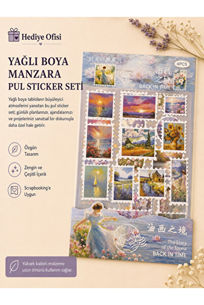 hediyeofisi 4 Sayfa Eski Zaman Serisi Retro Pasaport Sticker Altın Detaylı Sc...