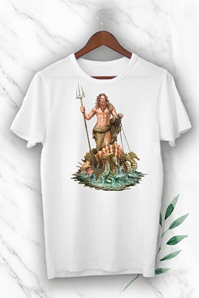 perseusshopping Μυθολογία Seas God Poseidon εμπριμέ λευκό μπλουζάκι Unisex