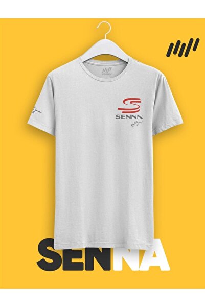 FANBOX SHOP Ayrton Senna Potpisan Senna Logo Reljefno Štampano T-shirt