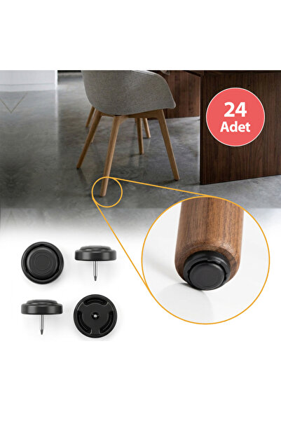 EYMEN YAPI 24 Adet Silentplug Sessiz Tapa Siyah Sandalye Kaydırıcı Taban Koru...