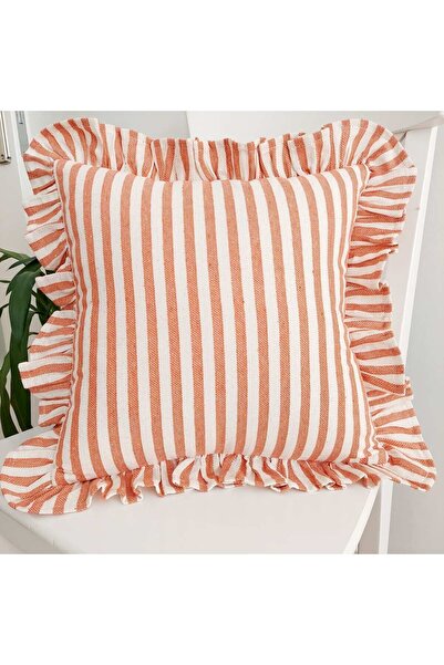 shules collection Bohemian Ruffled Linen Striped Pillow Case