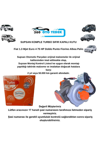 U001 Turbo | Fiat 1.3 Mjet Euro 4 75 HP | Albea | Palio | Punto | Doblo | Fiorino