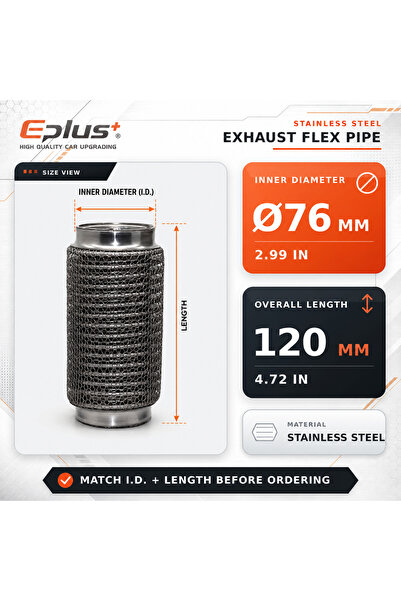Choice3 ID 76MM-120MM Universal Automotive Chain Link Mesh Exhaust Hose Stain...