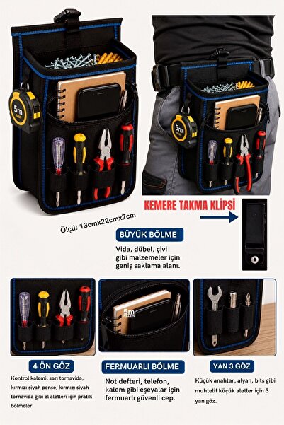 BAGPRIME Bel Tipi Alet Çantası Hırdavat Çantası Organizer Takım Çantası Çivi ...