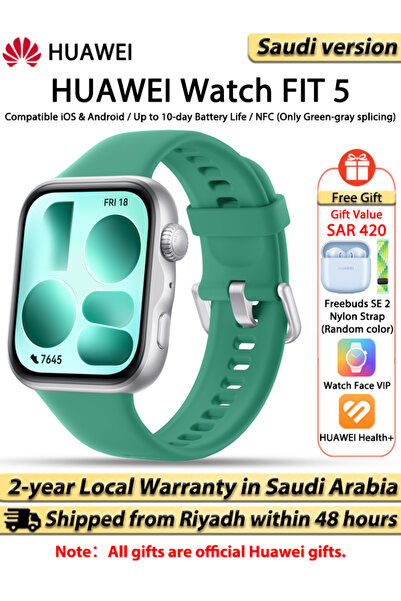 Huawei ساعة ذكية WATCH FIT 5، شاشة كاملة مقاس 43 ملم، متوافقة مع iOS وAndroid...