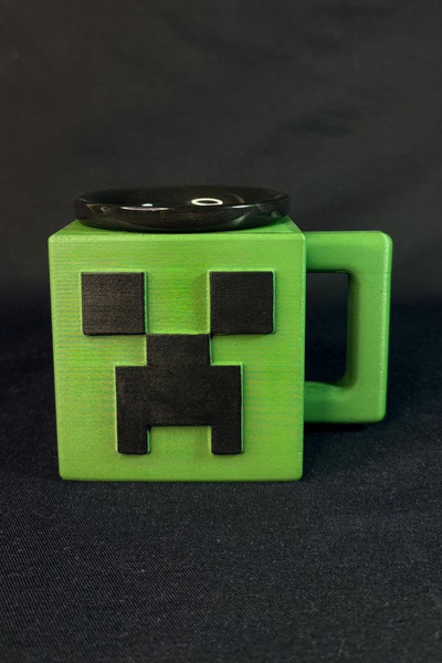 Kingdom of 3D Minecraft Creeper Kupa | 3D Kabartmalı Seramik Kupa | El Boyama...