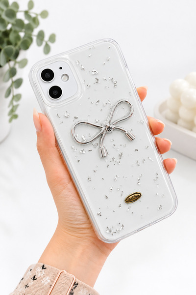 Go Aksesuar Iphone 11 Şeffaf Simli Epoksili Simli Kurdele Oyuncaklı Silikon K...