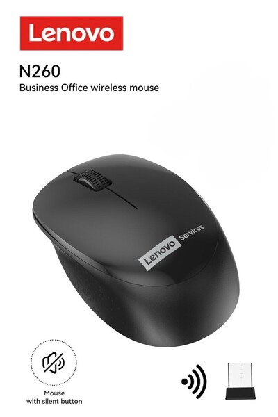 LENOVO N260 Sessiz Kablosuz Mouse Siyah ( Usb Alıcılı ) Pil Dahil 870042253