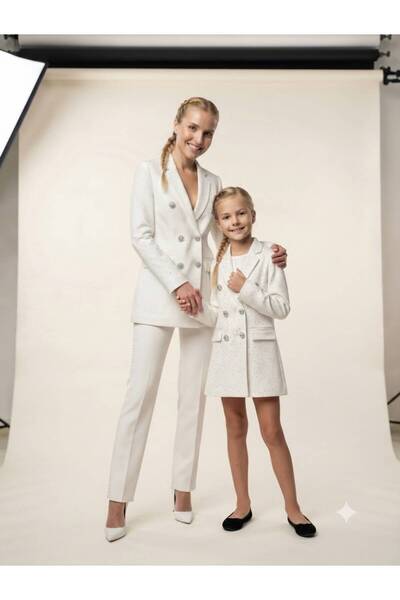 Hilal Akıncı Kids Women-Mom Daughter Stone Detailed Blazer Jacket