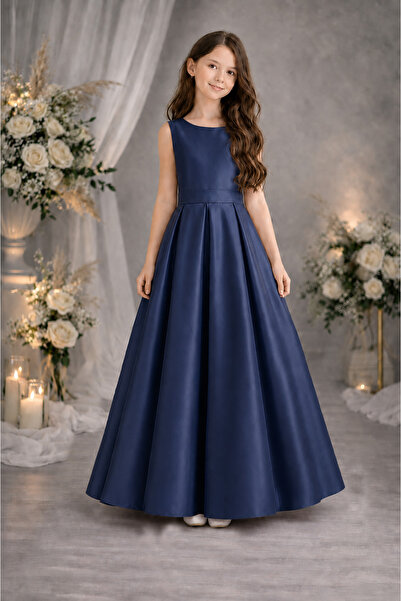 NSMLİFE Rochie lungă din satin simplu, model Sudem, plisată, în linie A, pent...