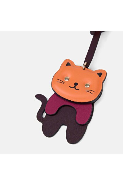 Desa Leather Charm with Orange Cat Figure