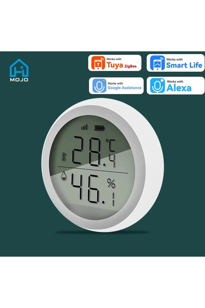 Choice مقياس حرارة زيجبي أبيض اللون للاستخدام المنزلي الداخلي مع شاشة LCD لتط...