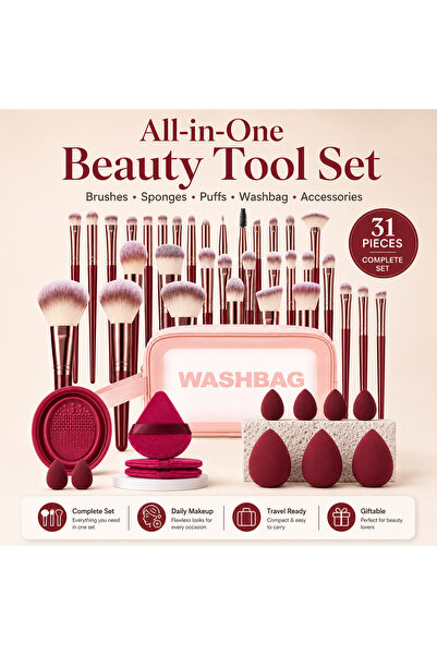 Arabest 35Pcs Makeup Brush Set with Sponges, Triangle Puffs, Cleansing Pad, P...
