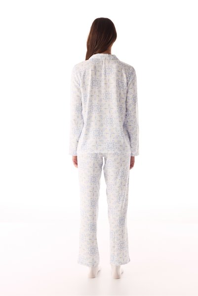 Penti Off-White Relax Time Buttoned Shirt and Pants Pajama Set