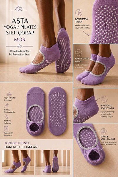Katia&Bony Women's Asta Yoga / Pilates Step Socks Purple