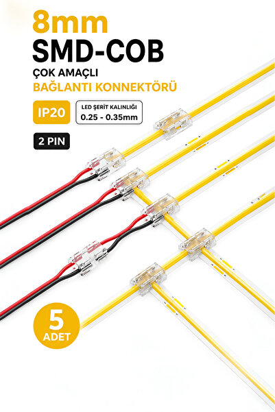 Nexo 9’U 1 ARADA SMD-COB - Çok Amaçlı Bağlantı Konnektörü 8mm (5ADET)