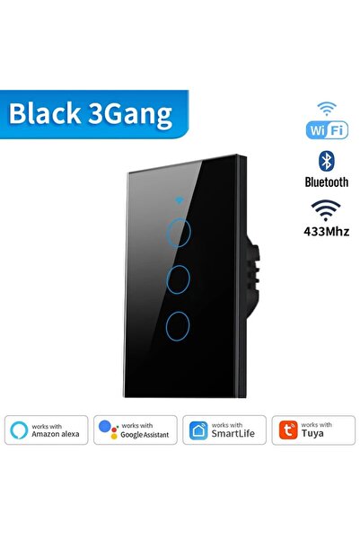 Choice10 مفتاح حائط ذكي أسود 3Gang TNCE Tuya US WiFi+Bluetooth/Zigbee RF433 1...