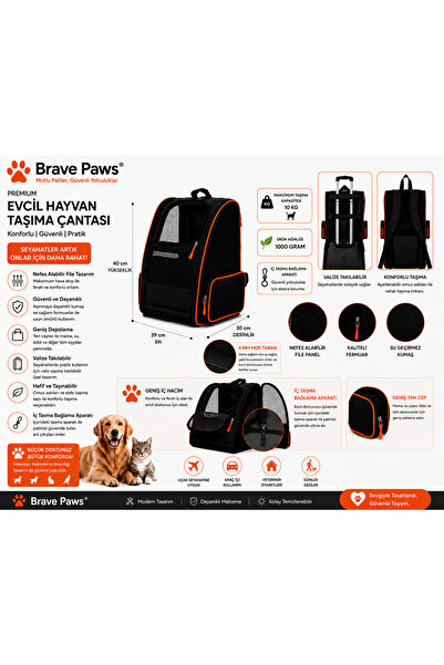 BRAVE PAWS YIKANABİLİR KEDİ VE KÖPEK ÇANTASI PLASTİK FİLELİ PİRAMİT MODEL