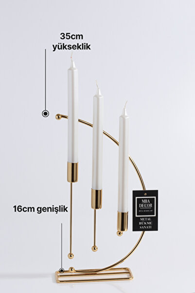 mba decor metal bending art Nota Model 3'lü Gold Metal Şamdan Mumluk Seti Paslanmaz Lüks Dekoratif Ev Aksesuarı
