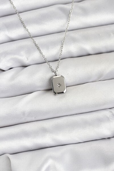 Inure Jewelry قلادة نسائية من الفولاذ 316L بلون فضي، تصميم نجمة القطب البسيط