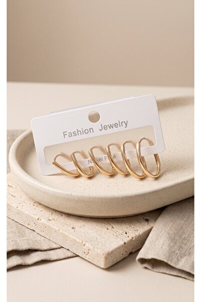 Inure Jewelry مجموعة أقراط بيضاوية رفيعة بلون ذهبي نحاسي