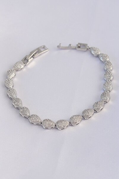 Inure Jewelry Vip Series Brass Zircon Stone Silver Color Drop Model Bracelet