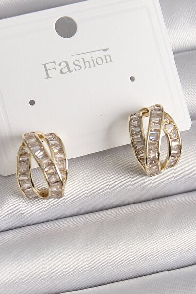 Inure Jewelry النحاس الذهب اللون الزركون حجر عقدة حلقة نموذج الأقراط النسائية