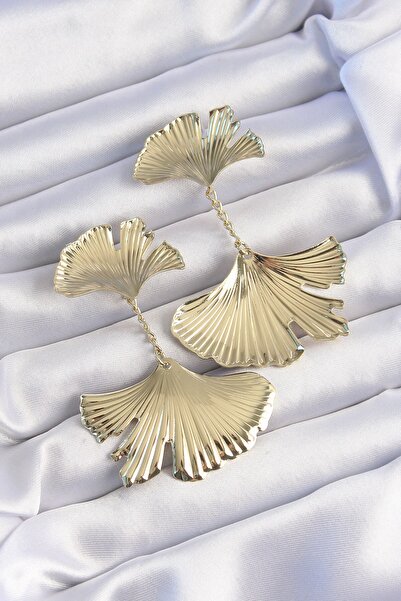 Inure Jewelry أقراط متدلية على شكل ورقة مسننة باللون الذهبي النحاسي