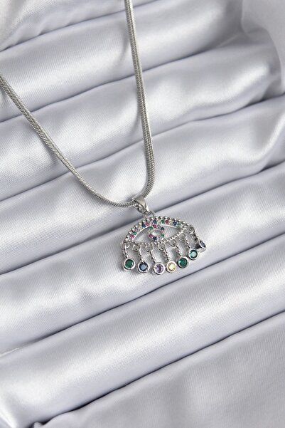 Inure Jewelry 316L الصلب الفضة اللون سلسلة الإيطالية الزركون حجر العين الشكل ...