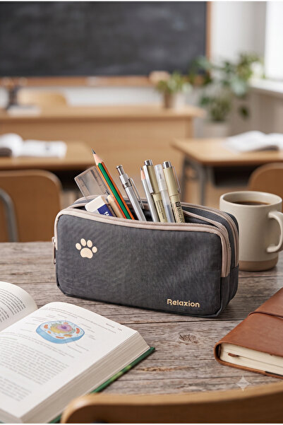 Relaxion Double Compartment Pen Holder Pencil Case Fabric Rlx-130