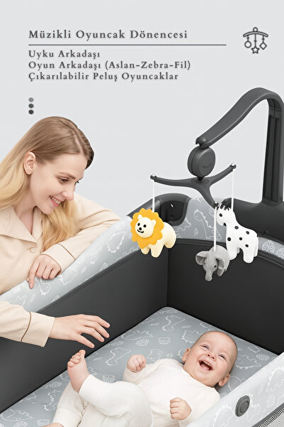 Kiwi Wild 3in1 Anne Yanı Park Yatak Katlanır Beşik, Tekerlekli, Yan Açılır