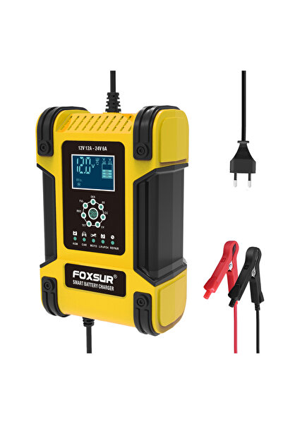 Choice Yellow 12V 12A EU Foxsur Full Automatic Car Battery Charger 12V 12A Di...