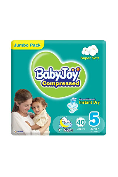 BabyJoy حفاضات مضغوطة ببطانة ماسية، مقاس 5، جونيور، 14-23 كجم، عبوة ضخمة، 40 ...