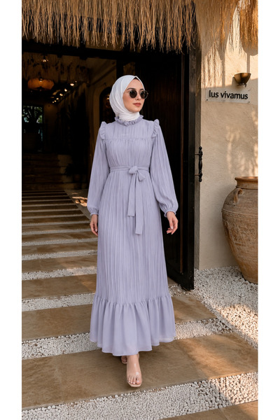 bellura Önü Robalı Kolları Piliseli Elbise