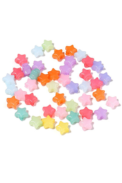 Choice Star 100pcs/lot Jelly Color Acrylic Heart Shaped Beads Star Big Hole L...