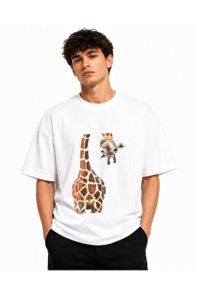 Inscriptie Tricou Unisex Bumbac Premium Casual " Girafa acrilica "